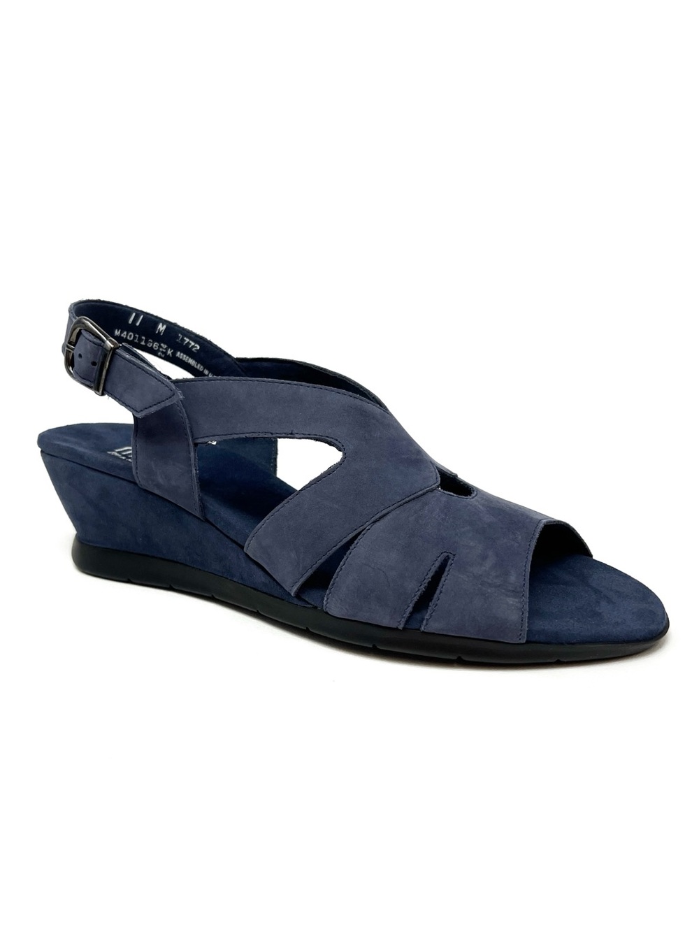NEW Munro Lola Wedge Sandals Navy Blue Nubuck Leather Size 11  Slingback New